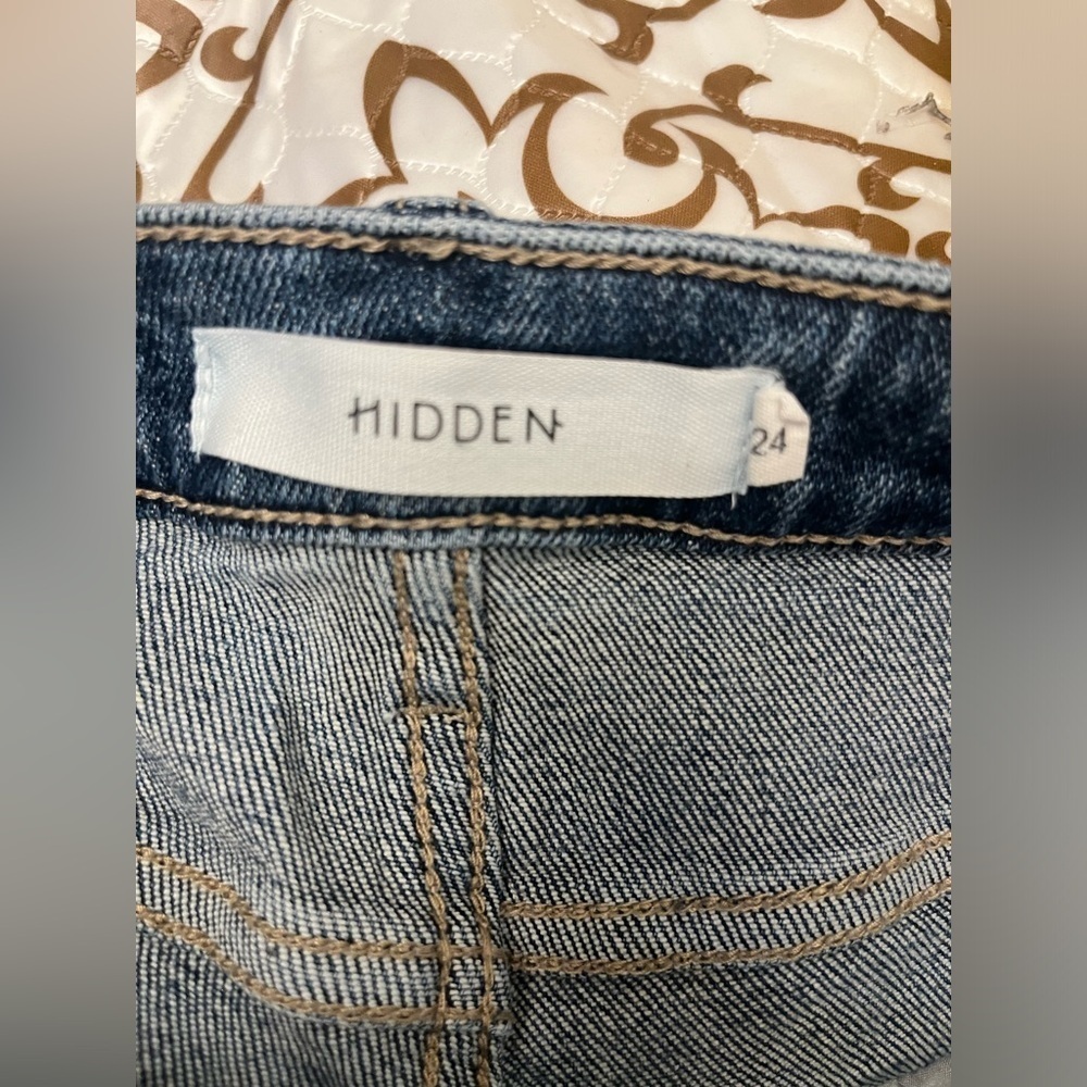HIDDEN Distressed Flattering High Waist Ankle Straight Leg Faded Wash Jeans 24 - Picture 5 of 12
